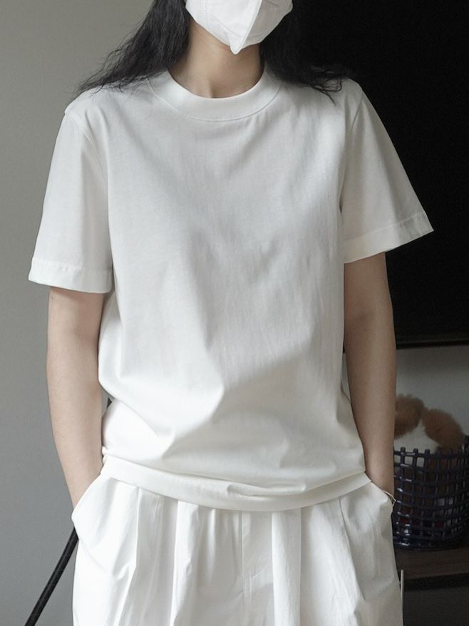 女夏簡約H型圓領短袖T恤