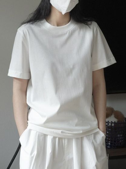 女夏簡約H型圓領短袖T恤