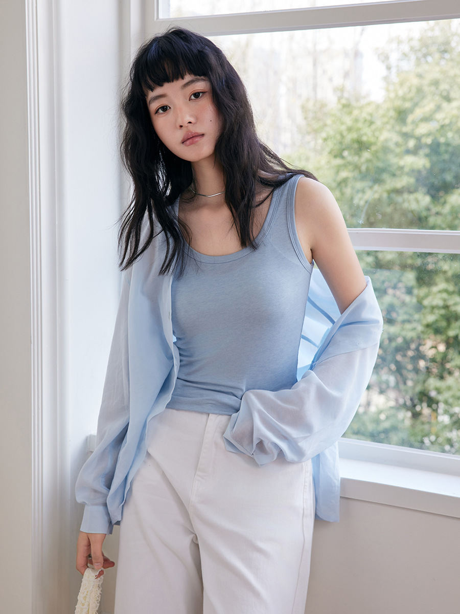 女春夏純色萊賽爾天絲背心