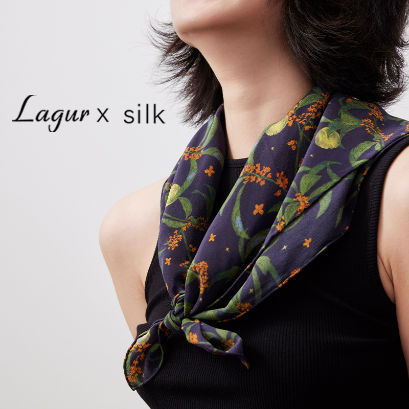 夜桂香100%桑蠶絲絲巾