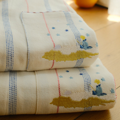 女士情侶款秋冬全棉磨毛光芒翻領長袖長褲居家服