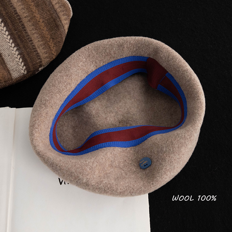 冬季100%羊毛闊版貝雷帽