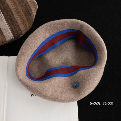 冬季100%羊毛闊版貝雷帽