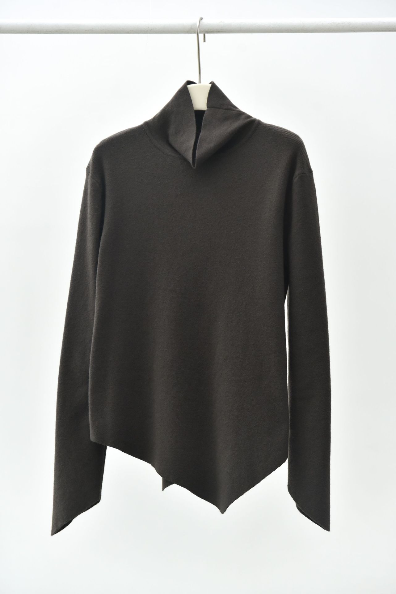 女士秋冬不規則下擺尖角高領打底毛衣