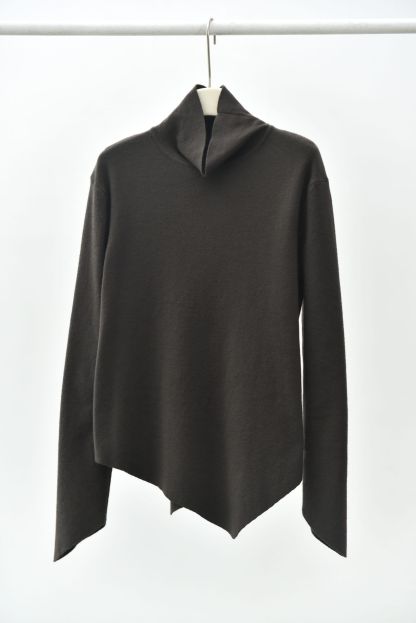 女士秋冬不規則下擺尖角高領打底毛衣