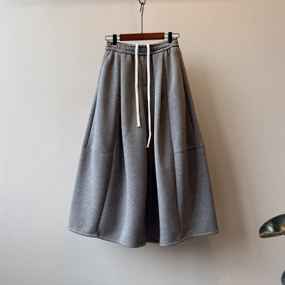 韓系秋冬鬆緊腰九分闊腿氣球褲
