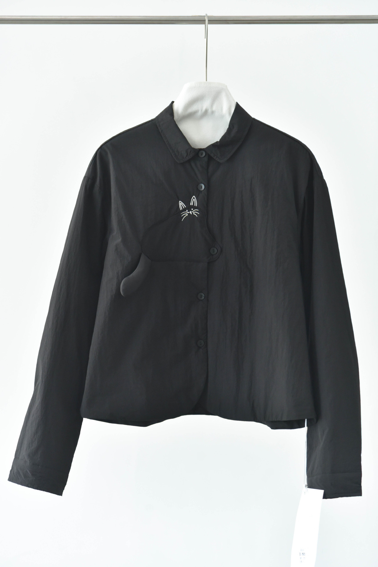 女士秋冬立體小貓尾巴充棉裝飾夾棉襯衫外套