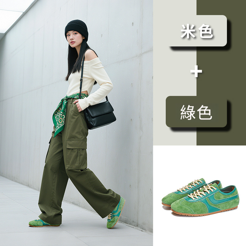 女士春秋平底多色阿甘鞋