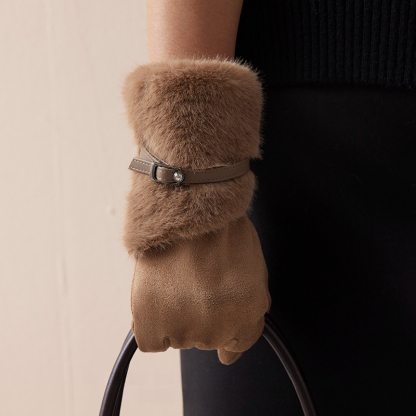 女士特厚加絨可觸屏手套