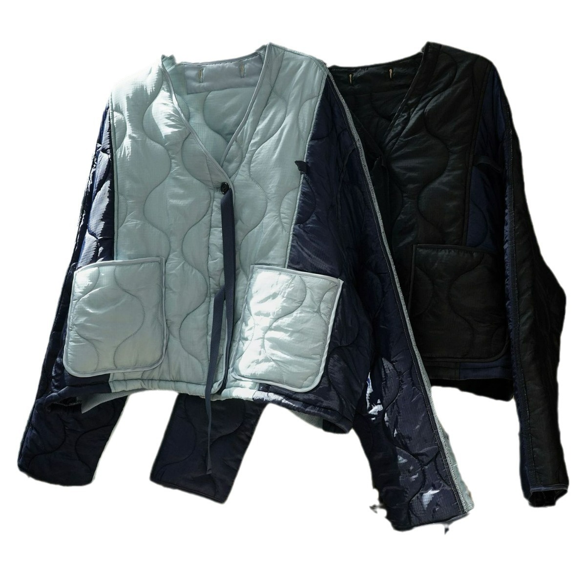 女士冬季日系風菱格棉服外套