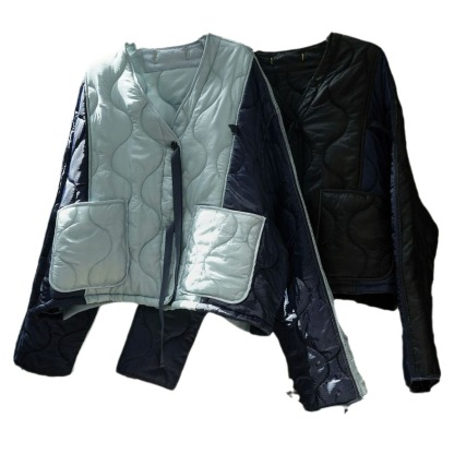 女士冬季日系風菱格棉服外套