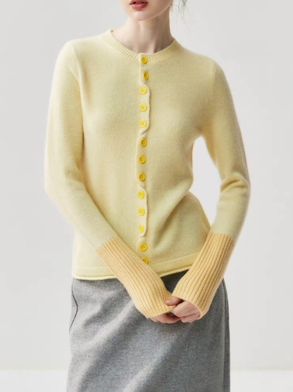 女士秋冬山羊絨色彩美學針織開衫