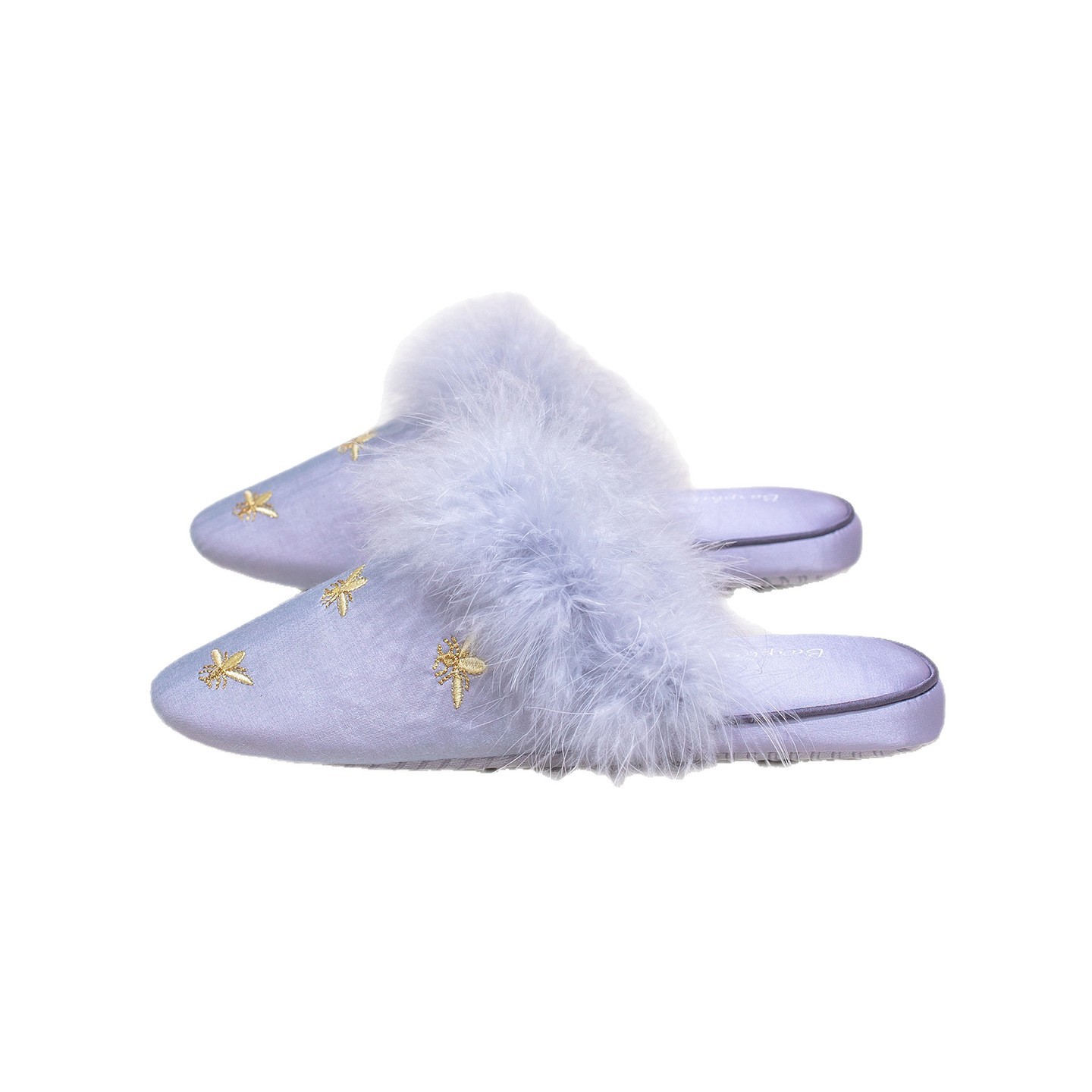 秋冬毛毛軟底紫色拖鞋