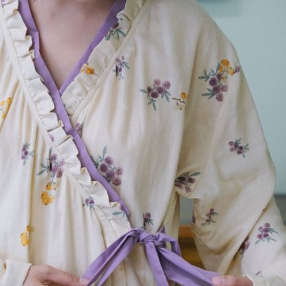 女士春秋國風長袖高級感睡袍