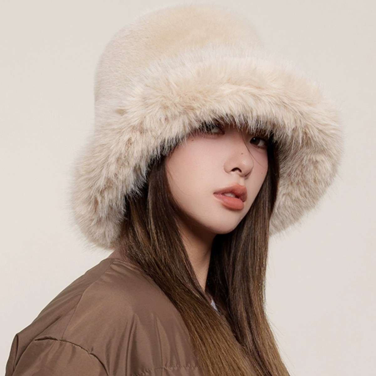 秋冬仿貂毛漁夫帽盆帽