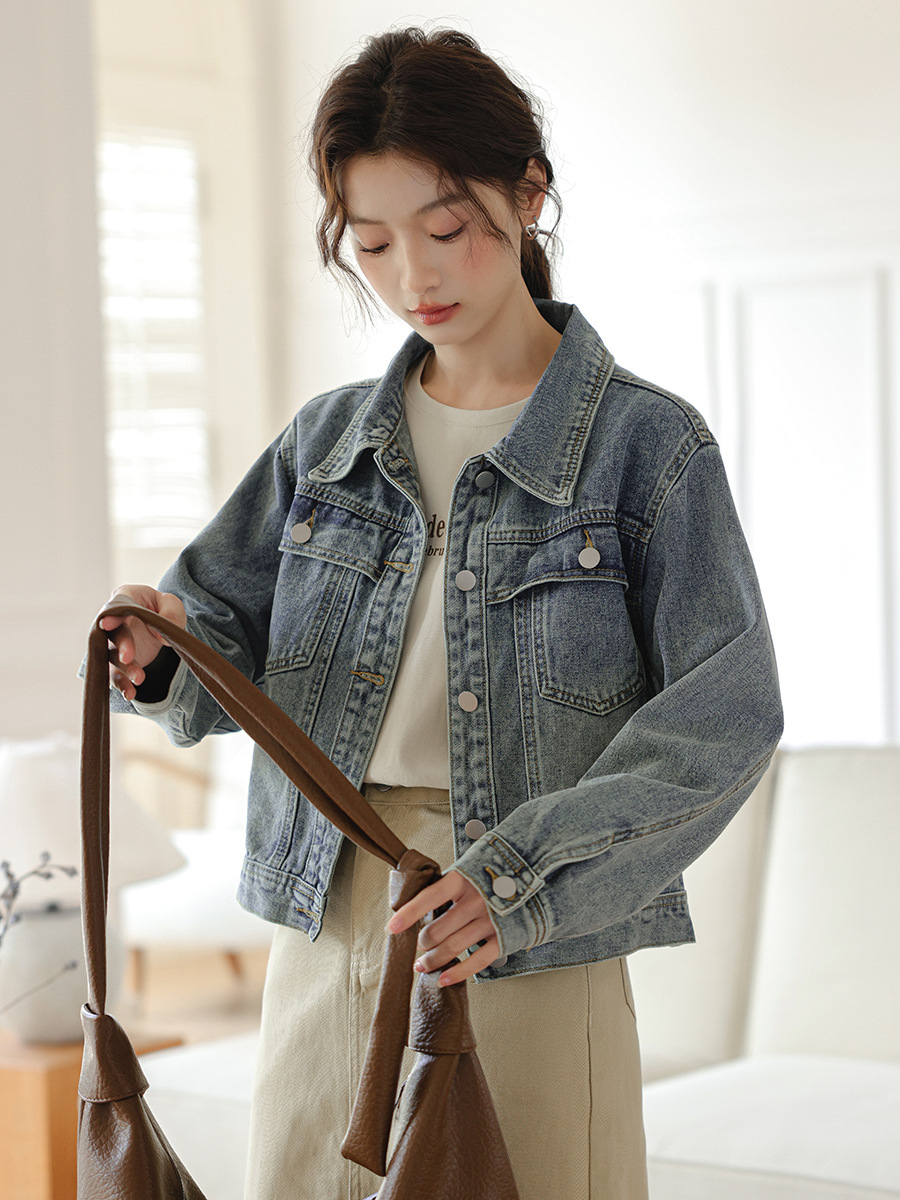 女春秋美式水洗牛仔外外套