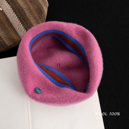 冬季100%羊毛闊版貝雷帽