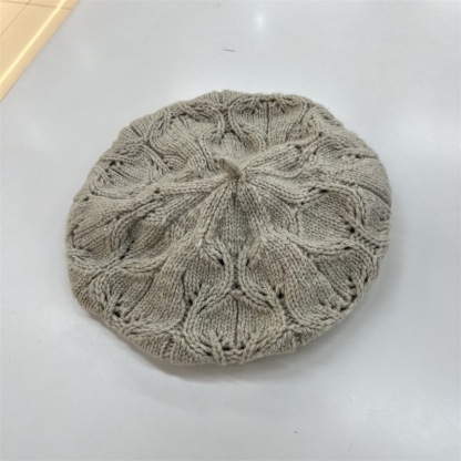 秋冬復古全羊毛毛線貝雷帽