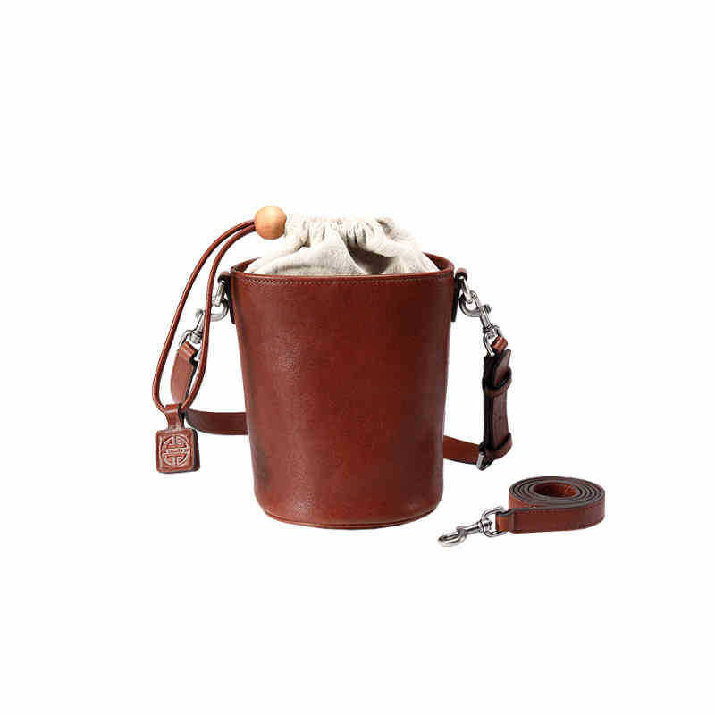 腋下單肩抽繩水桶包