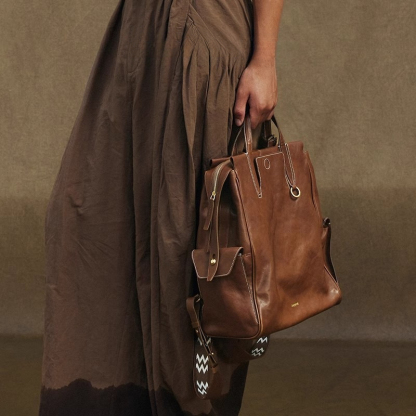 復古植鞣皮16寸電腦包单肩双肩包