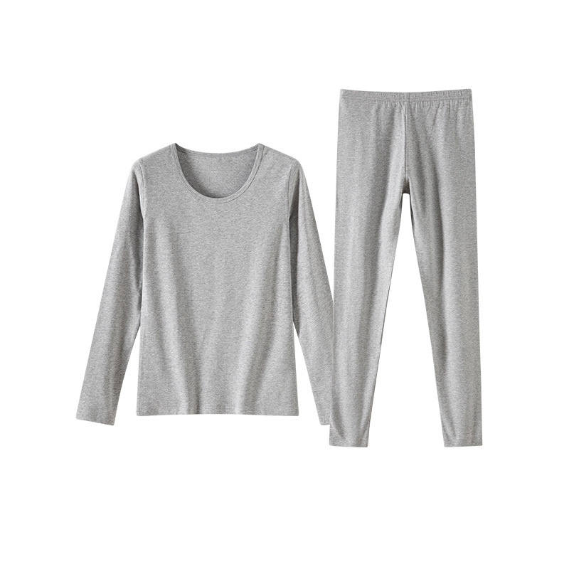 女士春秋純棉純色薄款秋衣秋褲套裝