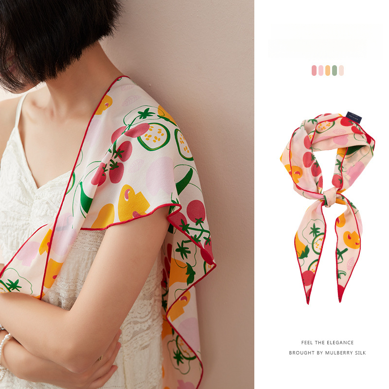 桑蠶絲蘋果集三角絲巾