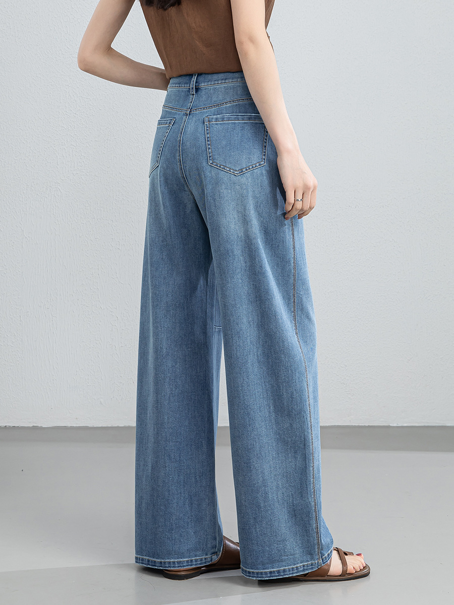 女夏醋酯彎刀牛仔褲