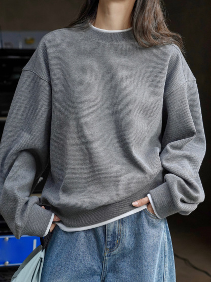 女士春秋假兩件華夫格衛衣