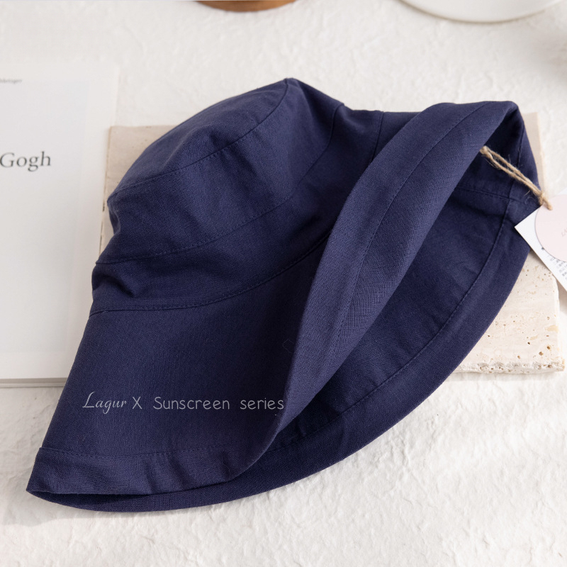 大帽檐日系棉麻可摺疊防曬帽