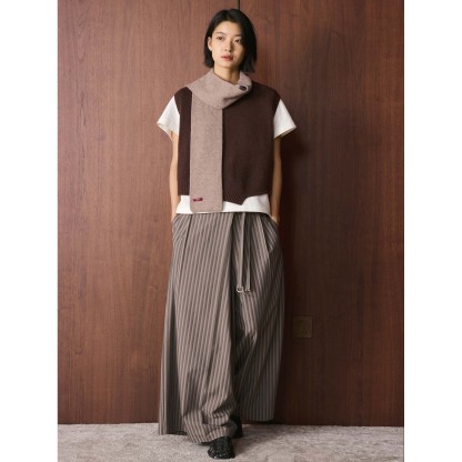 女冬韓系不對稱圓領針織馬甲