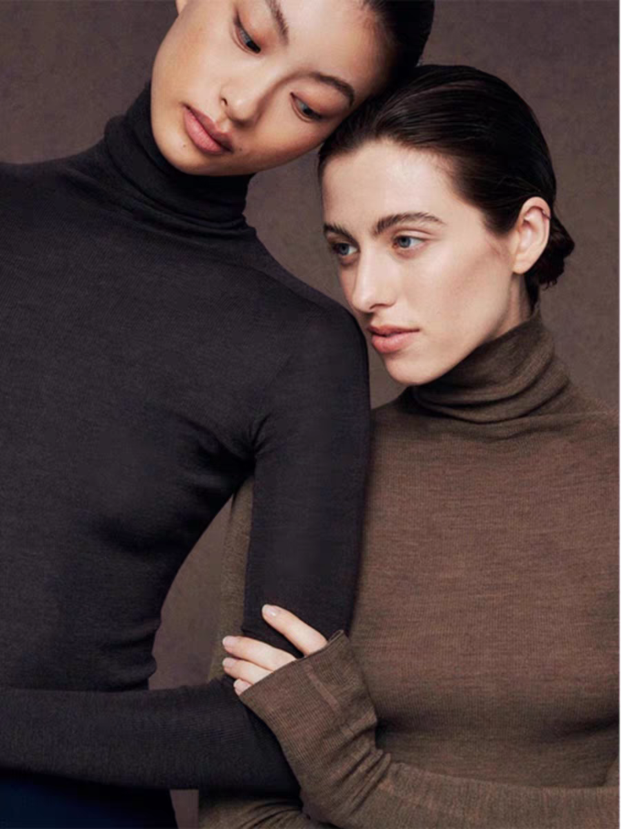 女士秋冬羊毛無縫針織打底衫