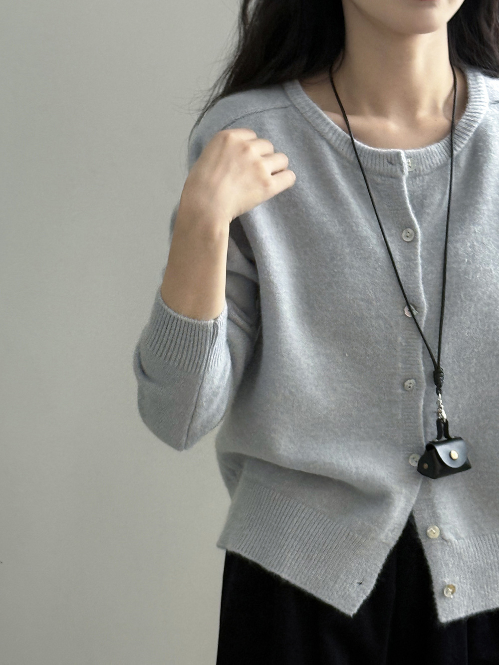 女士秋冬韓系多色圓領針織開衫