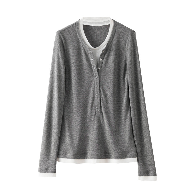 女士春秋假兩件天絲羊毛打底衫