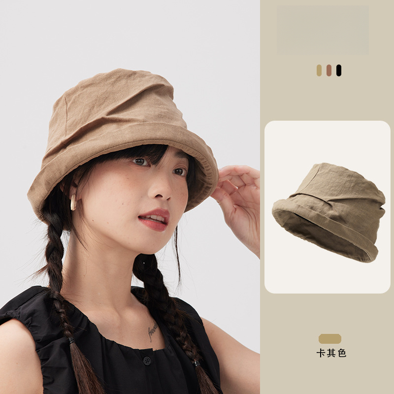 亞麻透氣卷邊短檐漁夫帽