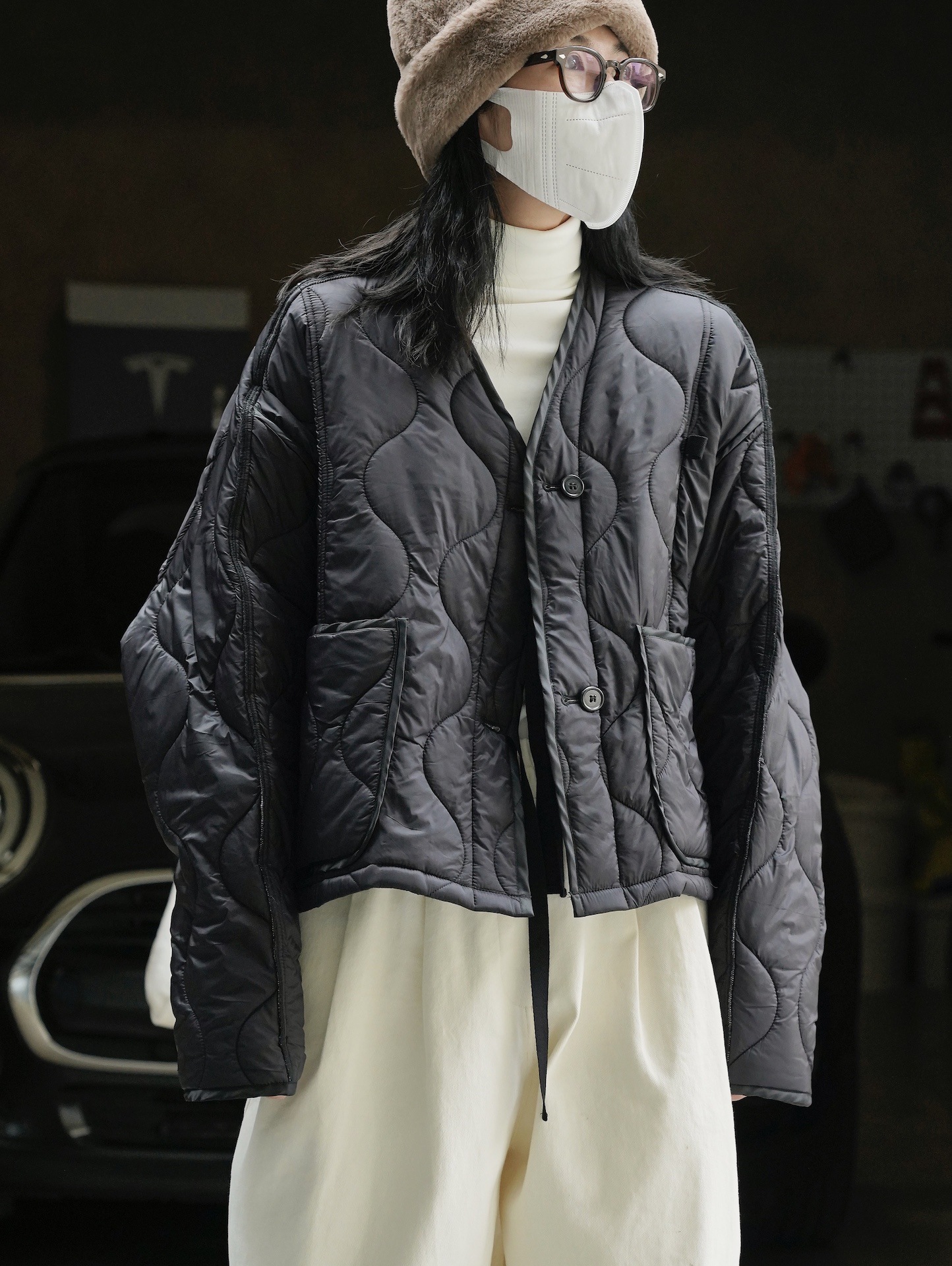 女士冬季日系寬鬆廓形棉服外套