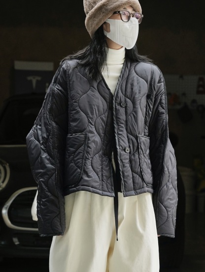 女士冬季日系寬鬆廓形棉服外套