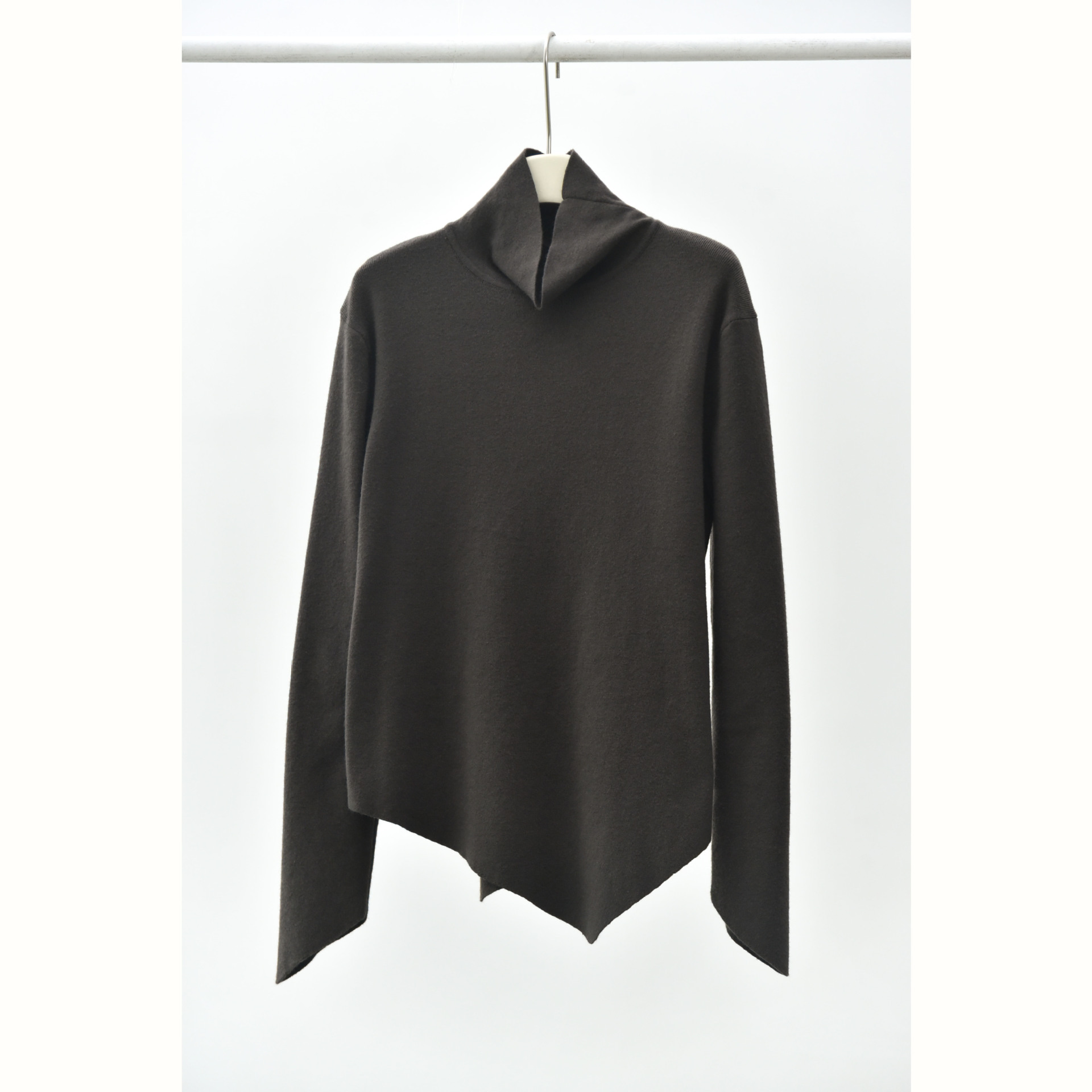 女士秋冬不規則下擺尖角高領打底毛衣