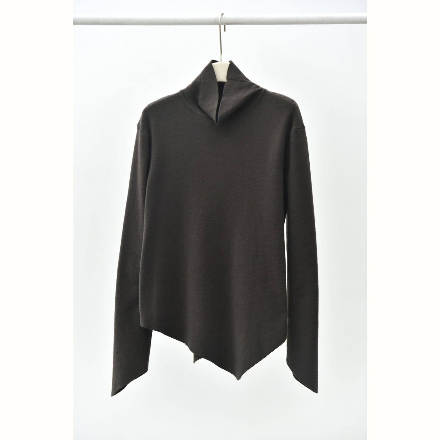 女士秋冬不規則下擺尖角高領打底毛衣