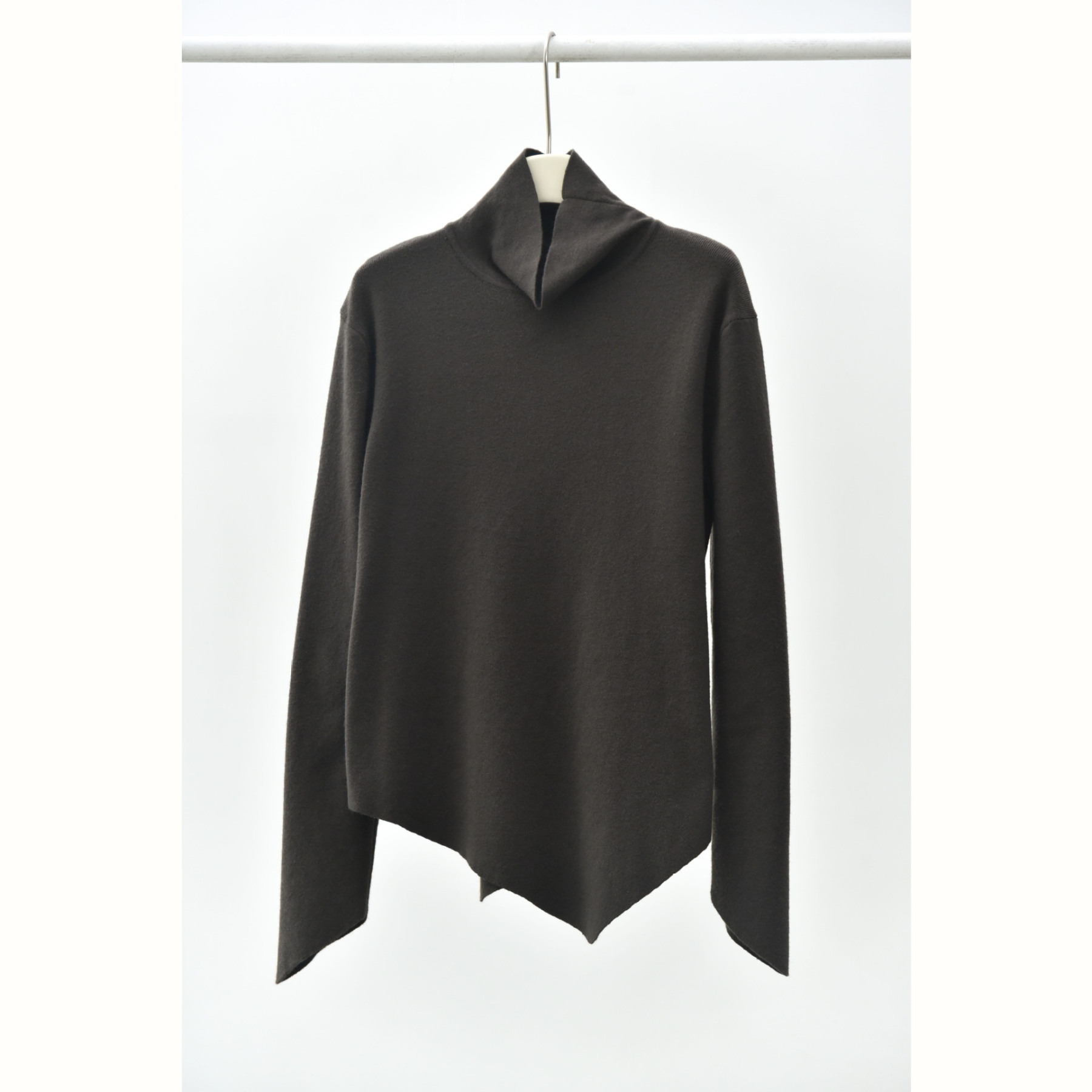 女士秋冬不規則下擺尖角高領打底毛衣