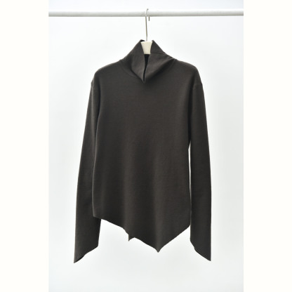 女士秋冬不規則下擺尖角高領打底毛衣