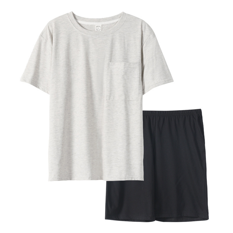 情侶款夏純棉短袖短褲開衫居家服