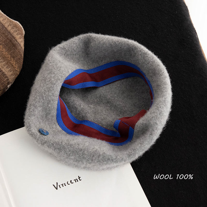 冬季100%羊毛闊版貝雷帽