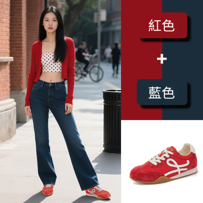 女士春秋真皮厚底阿甘鞋