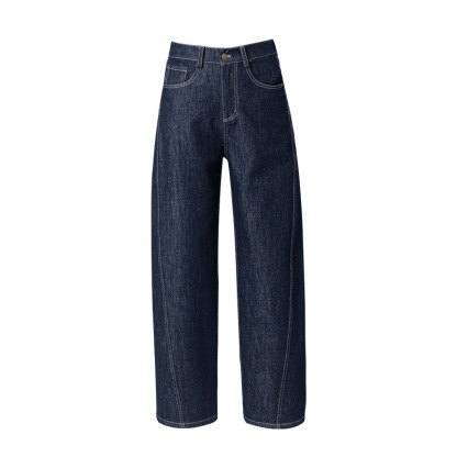 女士春秋垂感彎刀廓形牛仔褲