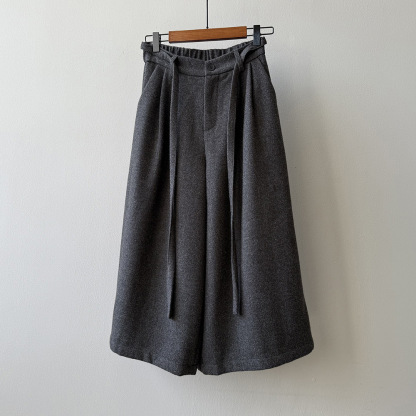 女士秋冬高腰高腰加厚七分闊腿褲