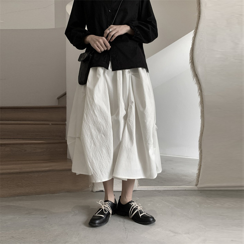 女士春秋肌理感褶皺蓬蓬半身裙