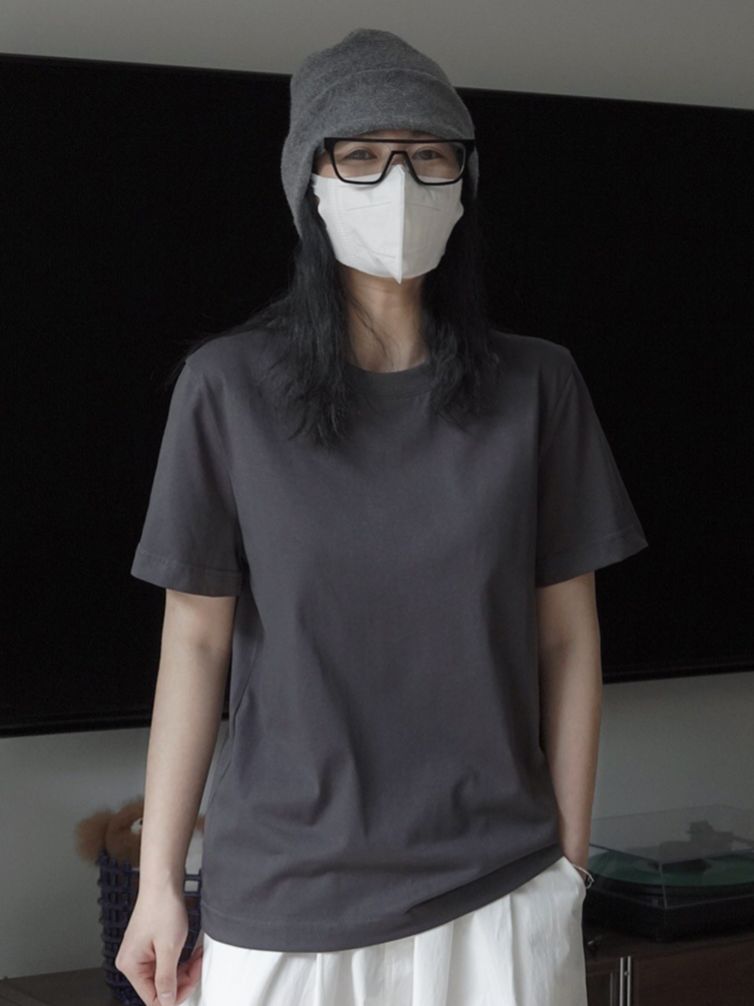 女夏簡約H型圓領短袖T恤