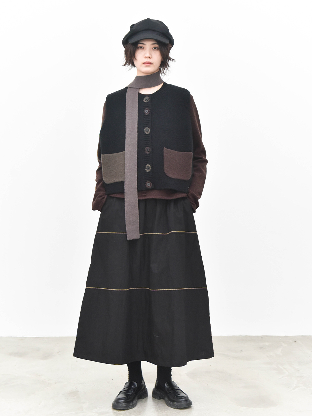 女士秋冬撞色手工扣眼針織馬甲