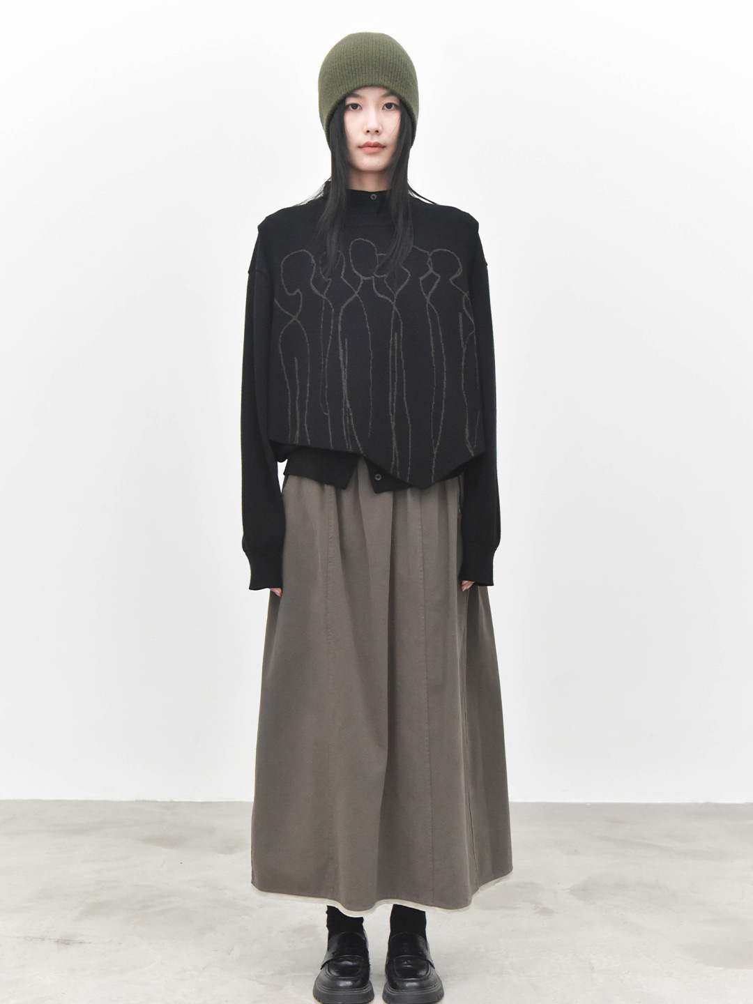 女士秋冬撞色提花尖角圓領針織馬甲