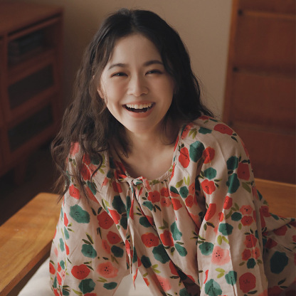 女夏純棉紗布紅花朵睡裙居家服